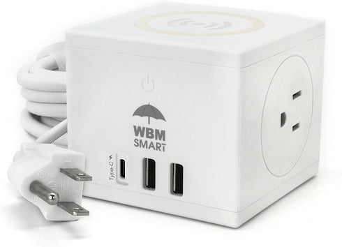 3-in-1 Wireless Charging Cube Power Strip | WBM SMART